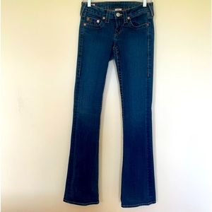 True Religion Flare Leg Tori, Low Rise, Dark Wash Y2K Denim - Size 26